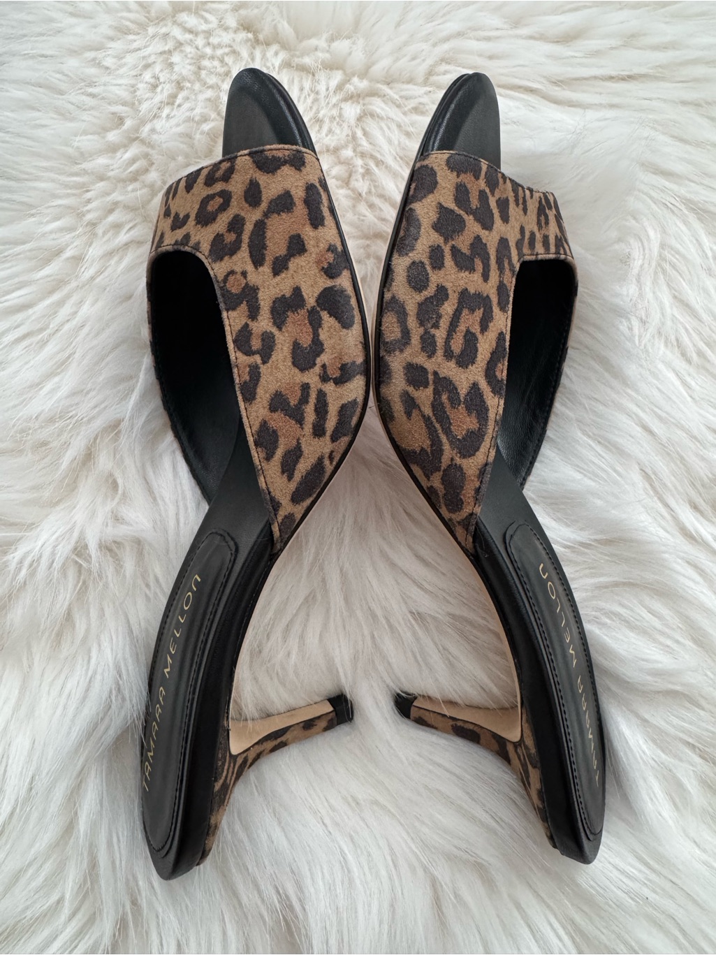 Tamara Mellon Leopard Print Slide Leather Sandals / Mules - Sz 37 — image 2 of 8